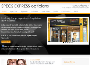 Example Responsive Website Specs Express Opticians Worcester